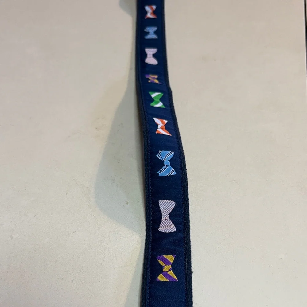 Leather Man Ltd Boys 28 Navy Belt with Bow Tie Design and Brown Leather